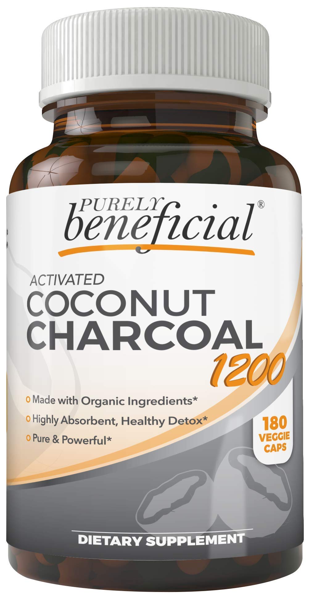 PURELY beneficial Activated Coconut Charcoal Capsule 180 Capsules