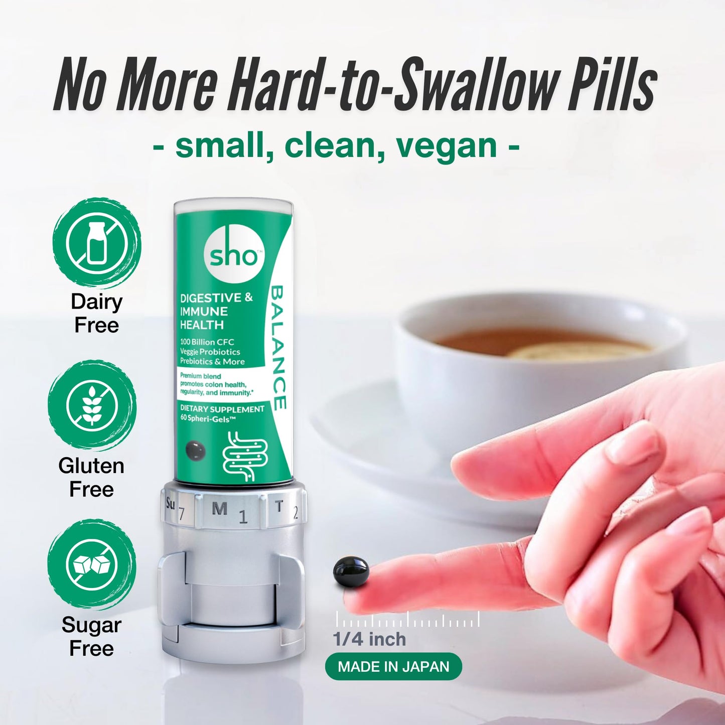 SHO Balance 100 Billion CFU Prebiotics & Probiotics for Digestive Health Capsule, 60 Count