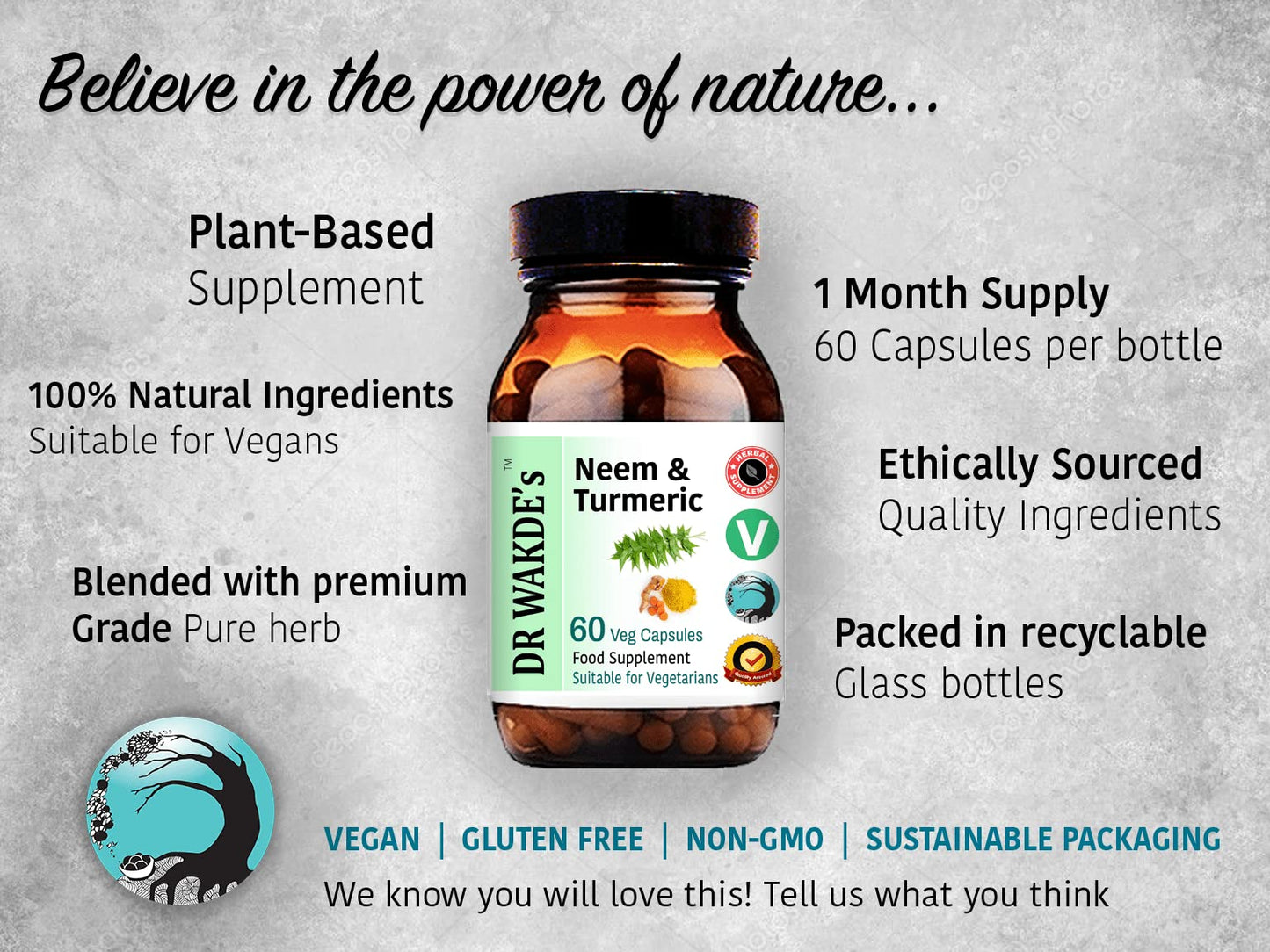 DR WAKDE's Neem & Turmeric Capsules, 60 Count
