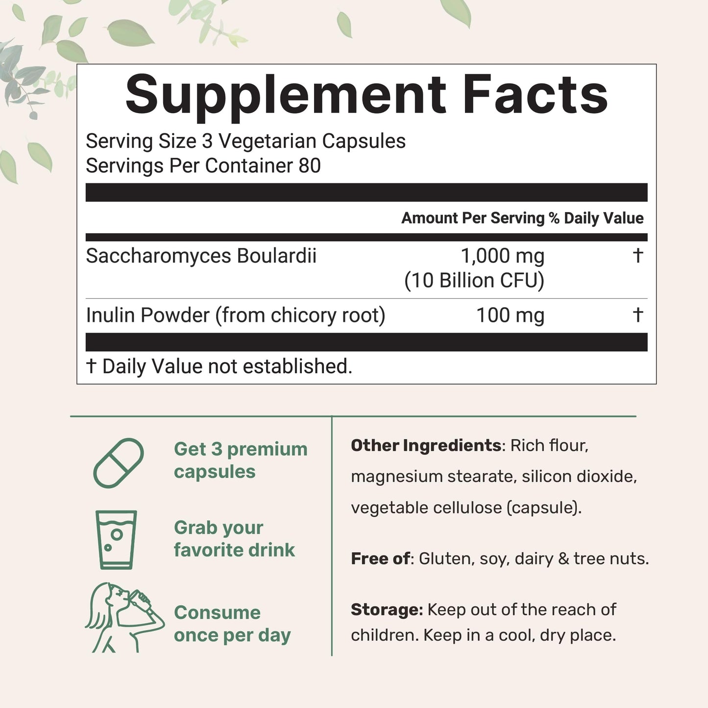 Micro Ingredients Saccharomyces Boulardii Probiotics 10 Billion CFU with Prebiotics, 240 Capsules