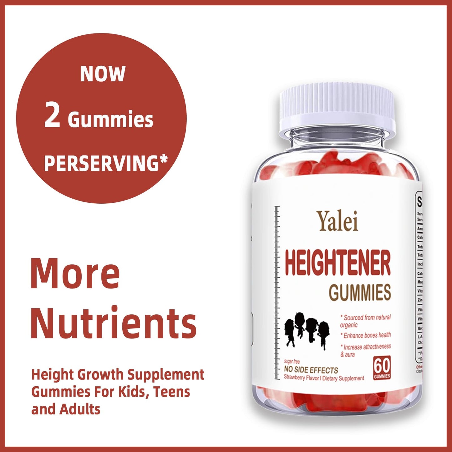 Yalei Height Growth Supplement Gummies 60 Count