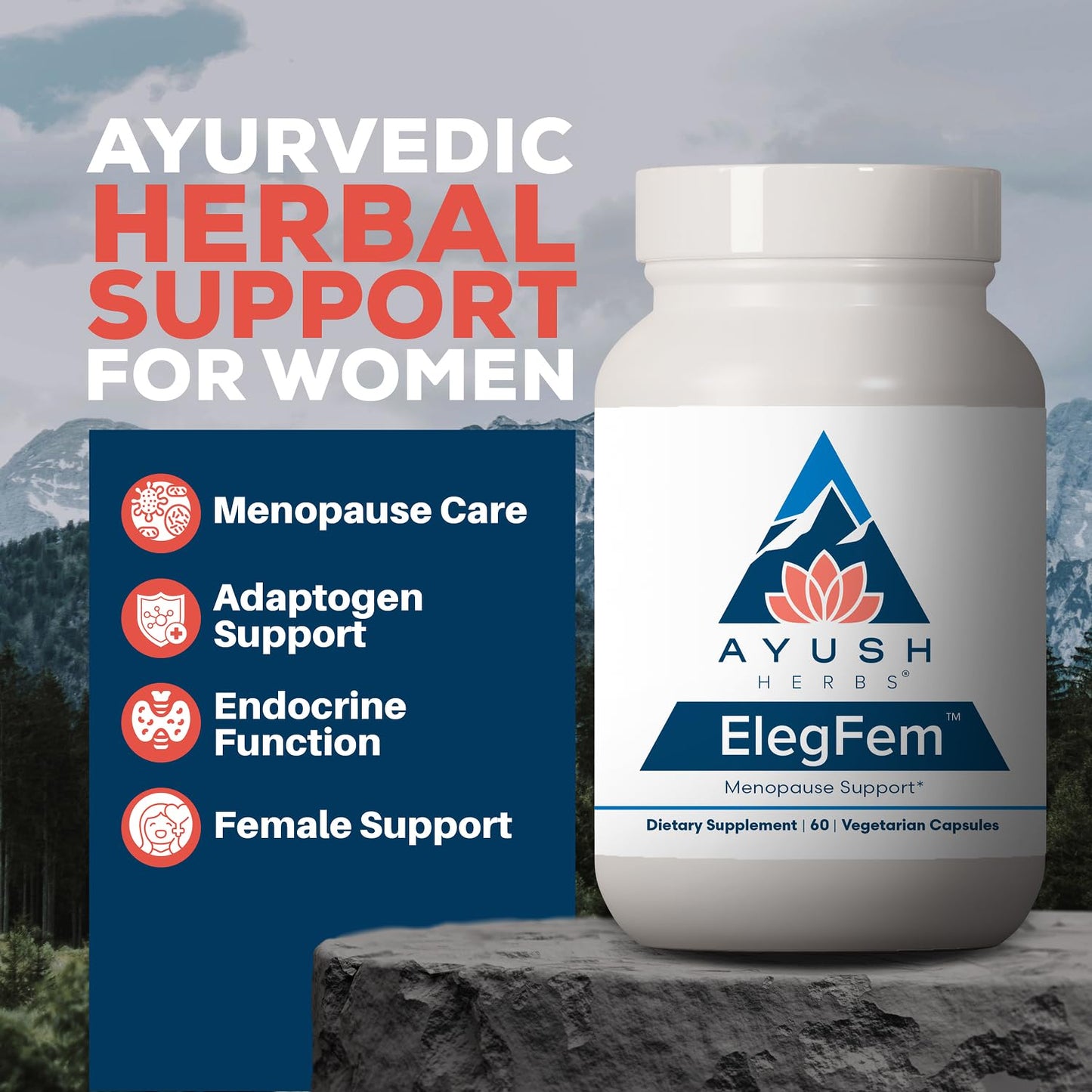 Ayush Herbs ElegFem Menopause Support Capsules 60 Count