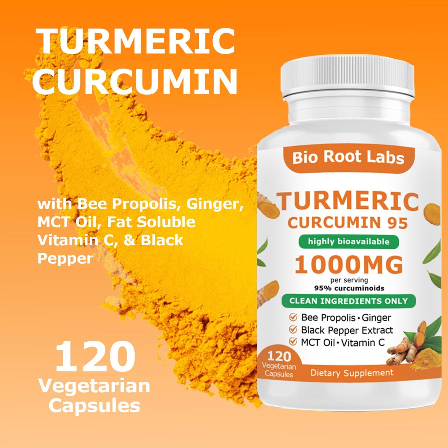 Biorootlabs Turmeric Curcumin Supplement Capsule, 120 Capsules