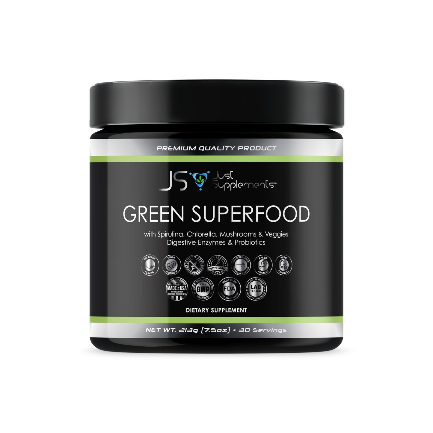 JS JUST SUPPLEMENTS Greens Superfood Powder 7.5 oz