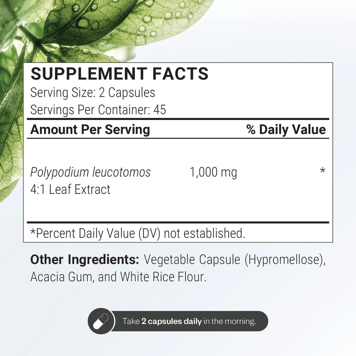 Supersmart Polypodium Leucotomos Extract 1000mg (Fern Extract 4:1) PLE Supplement Capsules, 90