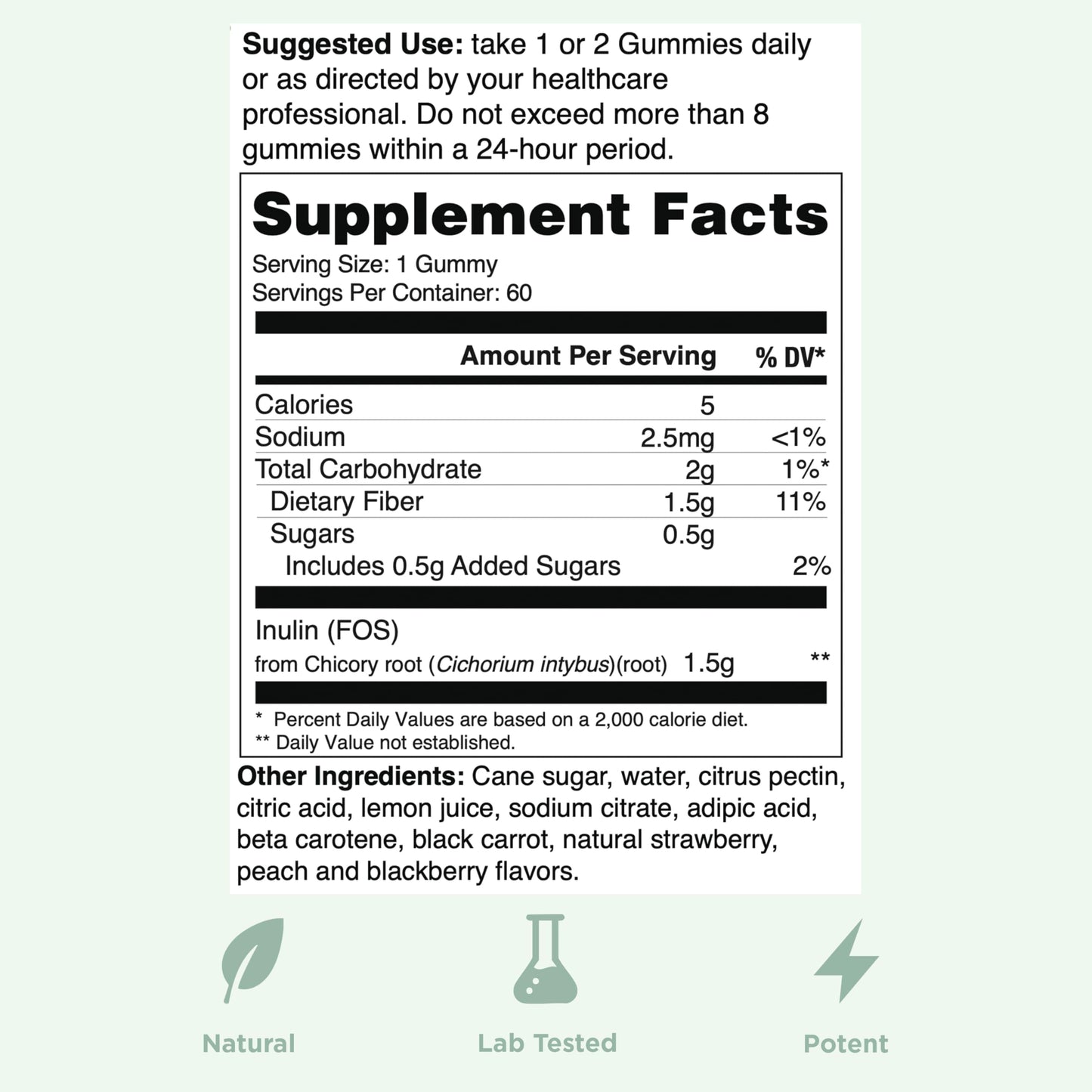 Yuve Prebiotic Fiber Gummies 60 Gummies