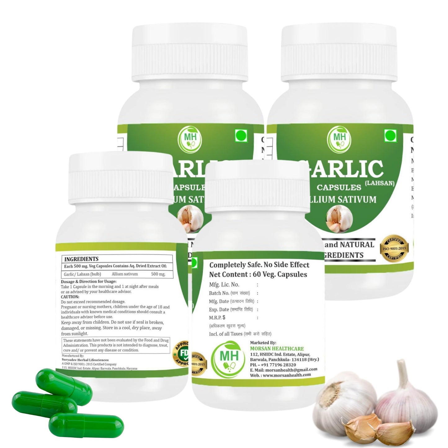 Generic Odorless Garlic 500 mg Allium sativum, 240 Capsules