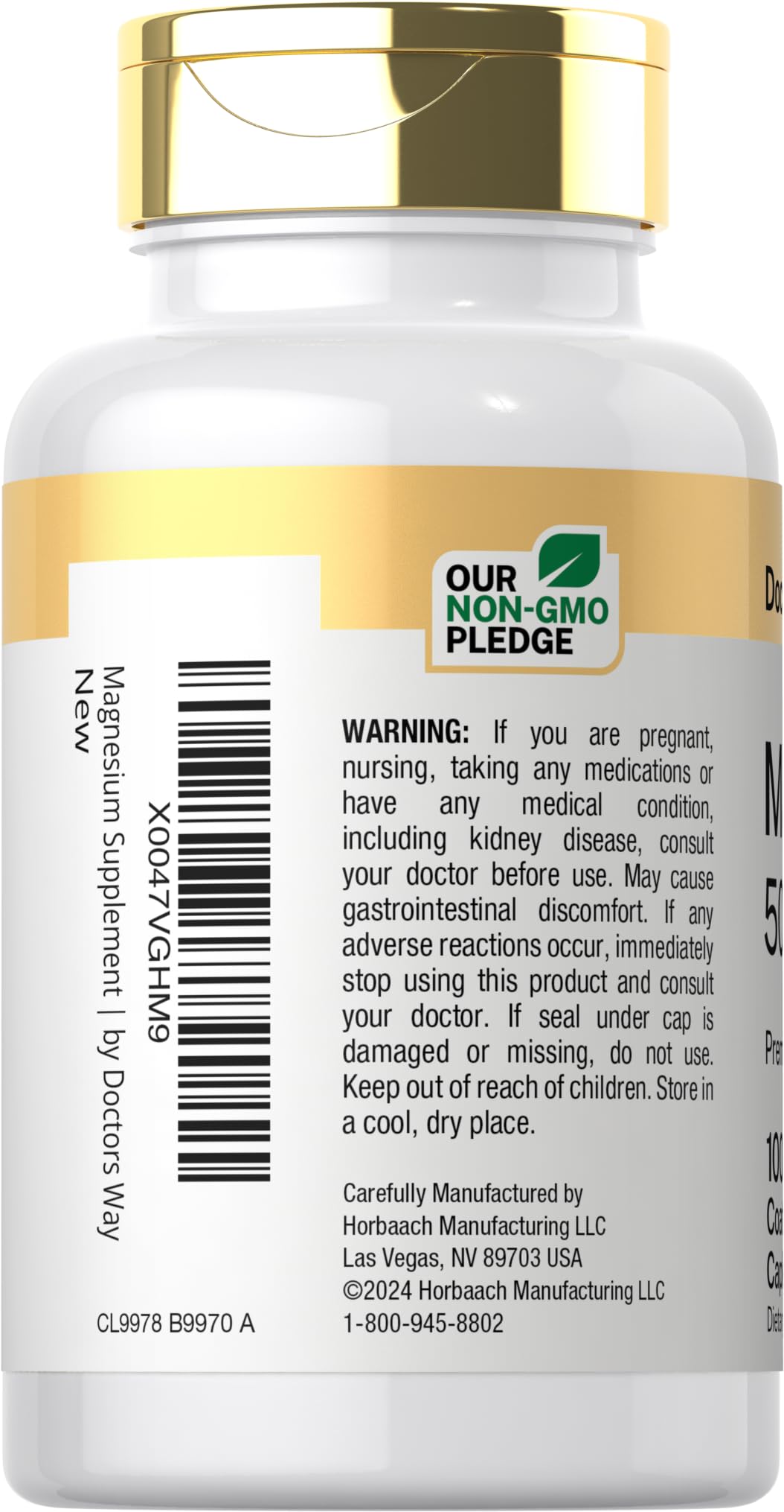 Doctor's Way Magnesium Supplement 500mg Caplets 100 Count