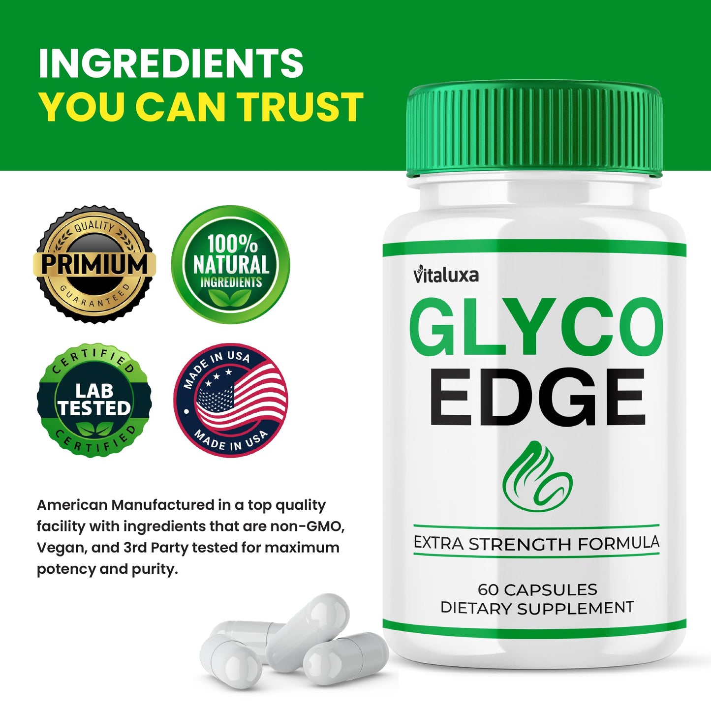 Vitaluxa Glyco Edge Blood Support Capsules 60 Count