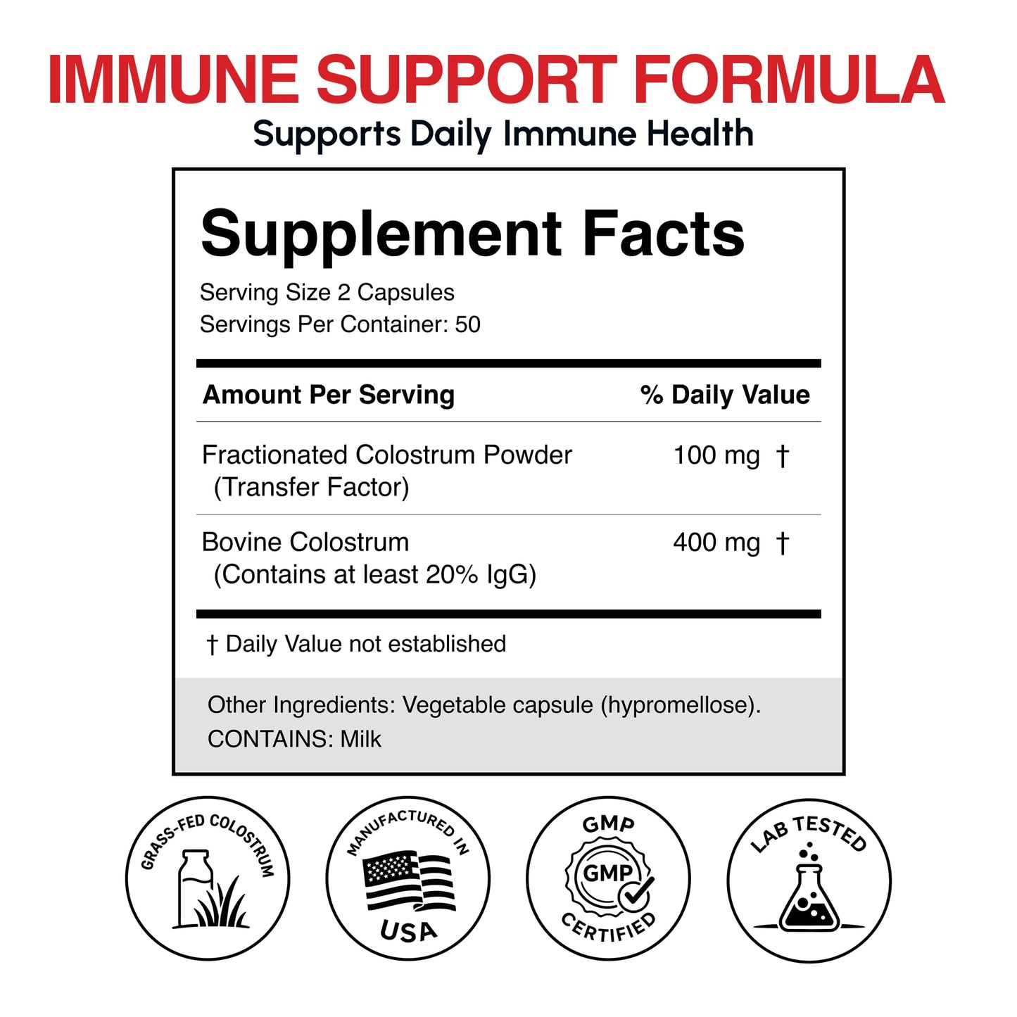 Oramune Transfer Factor Multi Immune Support Supplement with Bovine Colostrum Blend, 4 Capsules