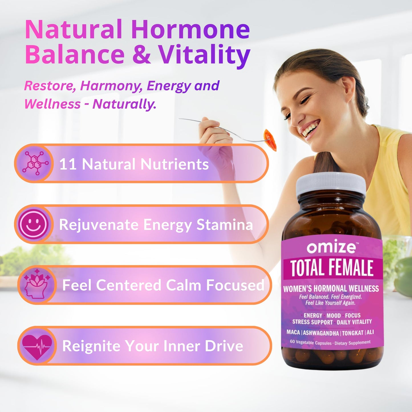 Omize Total Female Women's Hormone Support Supplement 60 Capsules