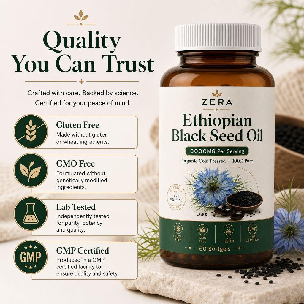 RAWBOLD Zera Ethiopian Black Seed Oil Capsules, 180 Capsules
