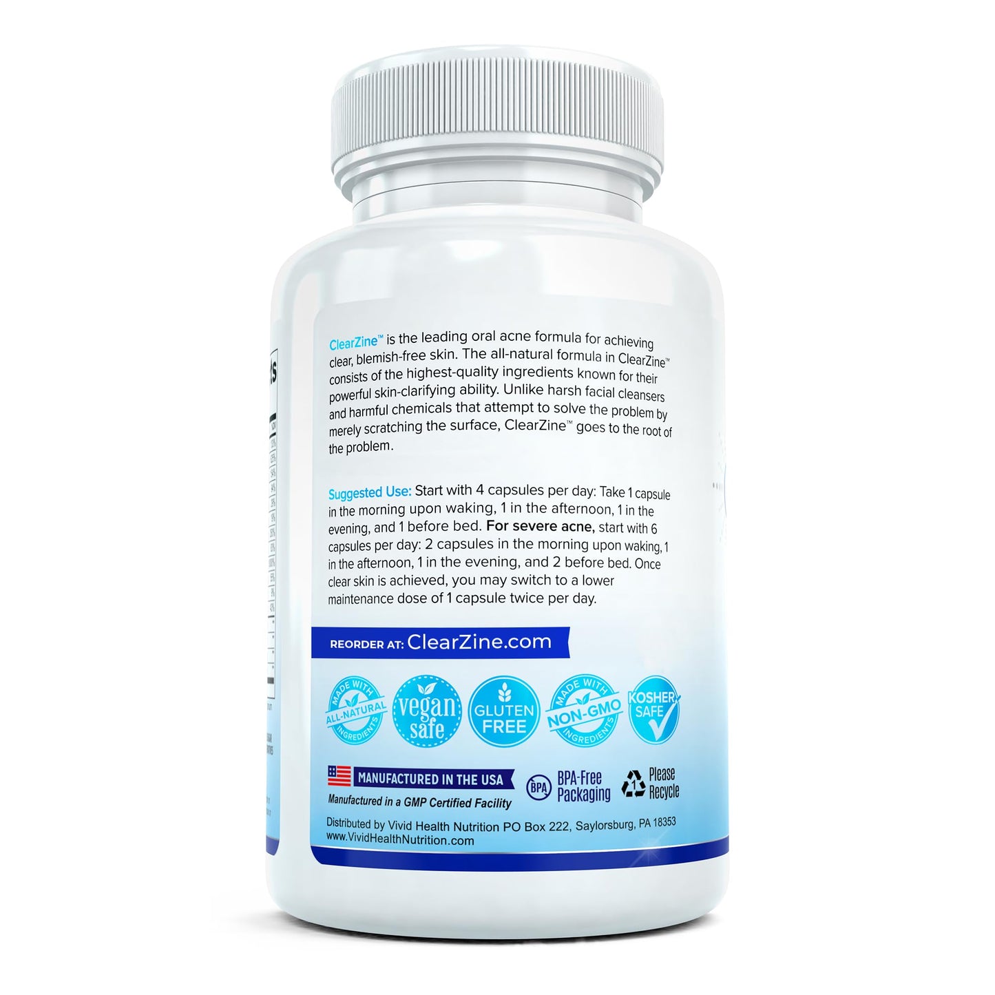ClearZine Skin Clarity & Blemish Support Capsule, 180 Capsules
