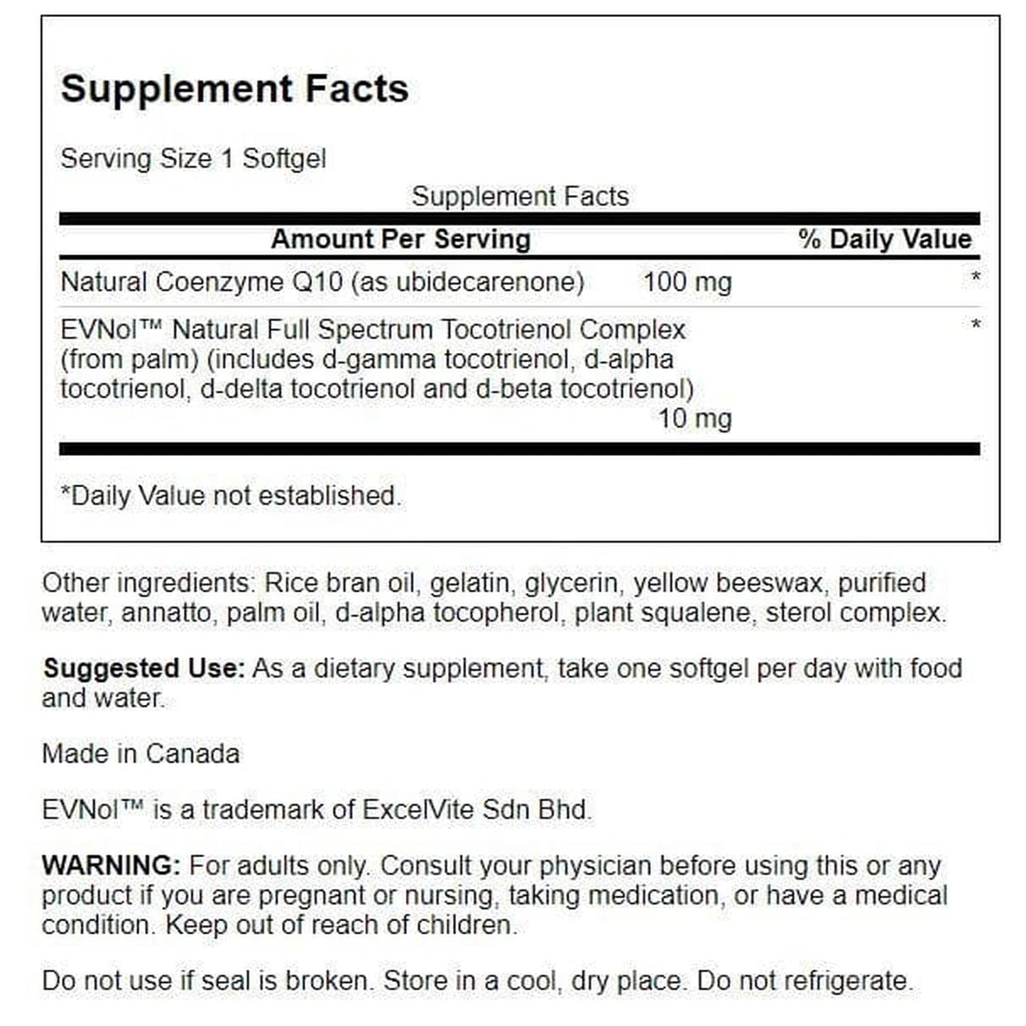 Swanson CoQ10 100 mg with 10 mg Tocotrienols Capsules, 60 Count