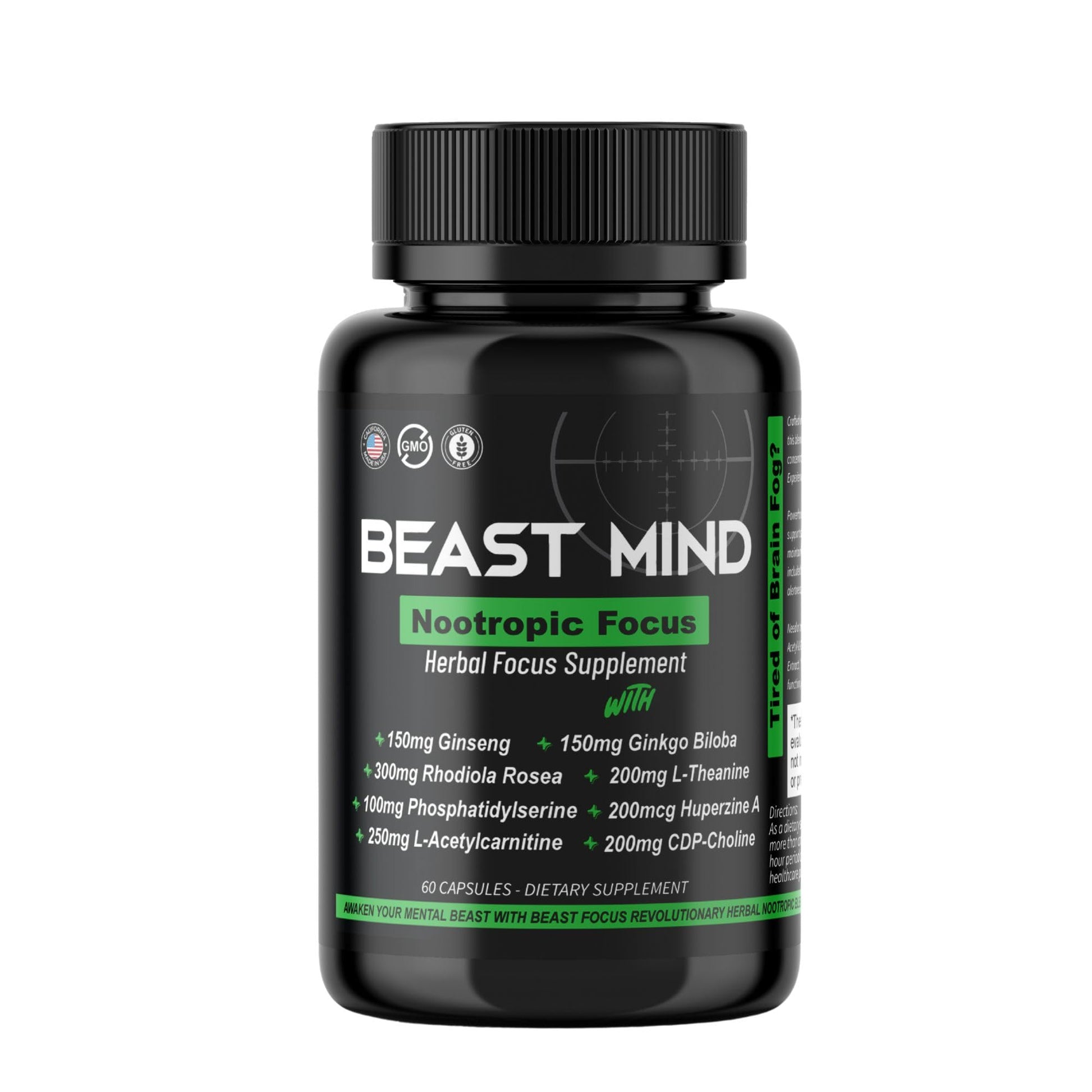 Beast Mind Focus Clarity Nootropic Blend Capsule 60 Count
