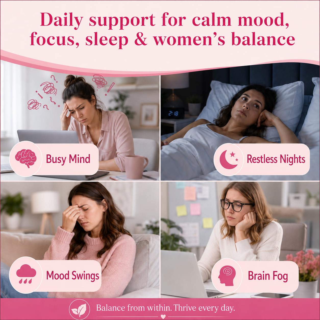 Wellgiuueo Cortisol Supplement for Women, Cortisol Manager with Ashwagandha, Magnesium, L-Theanine, Vitamin D3, B6, Lions Mane for Mood & Sleep Support, 120 Capsules