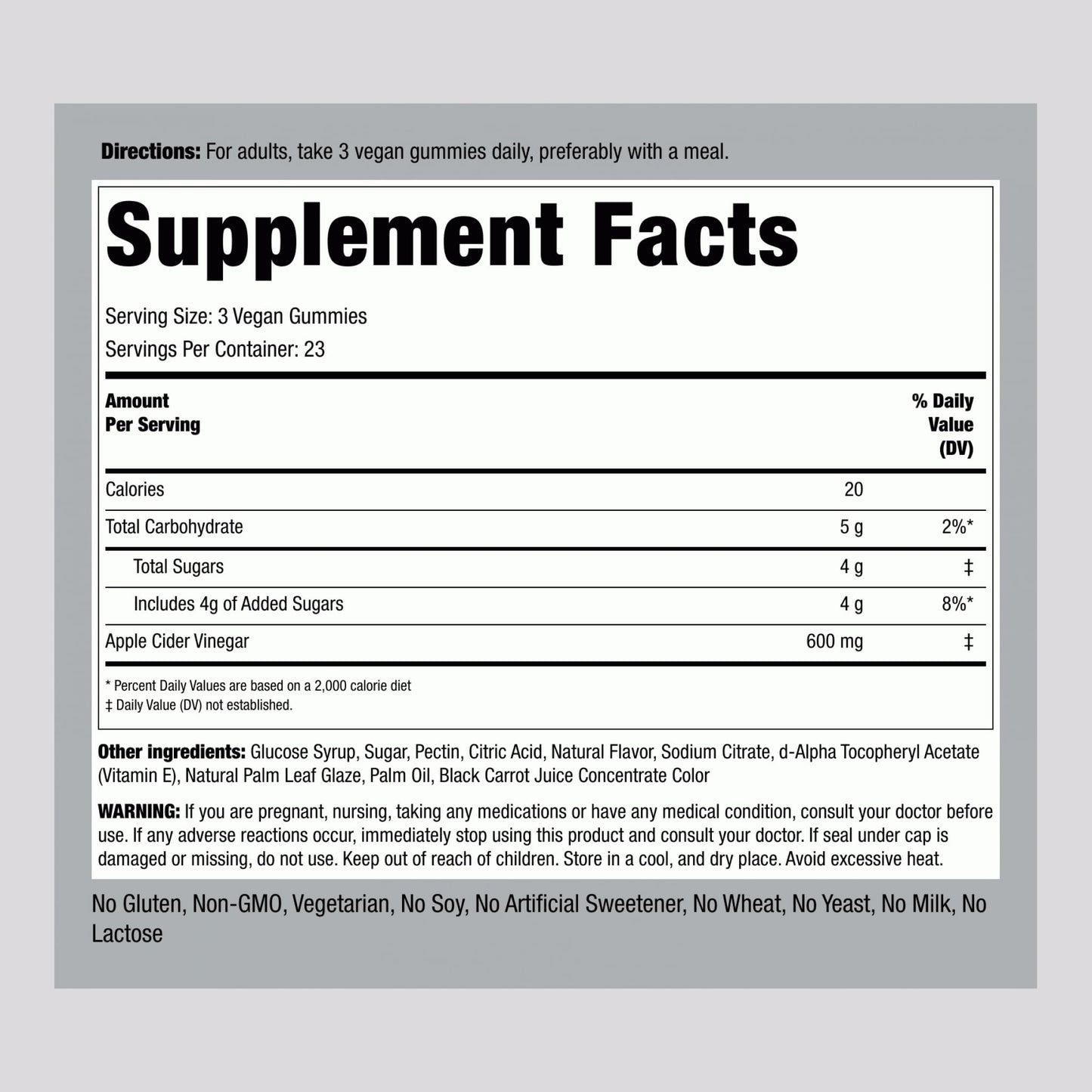 Piping Rock Apple Cider Vinegar Gummies 70 Count