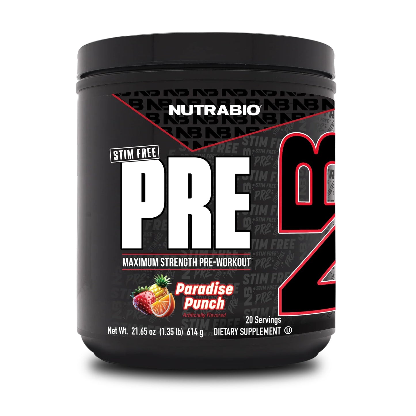 NutraBio STIM-Free PRE Workout for Men Powder Paradise Punch, 21.93