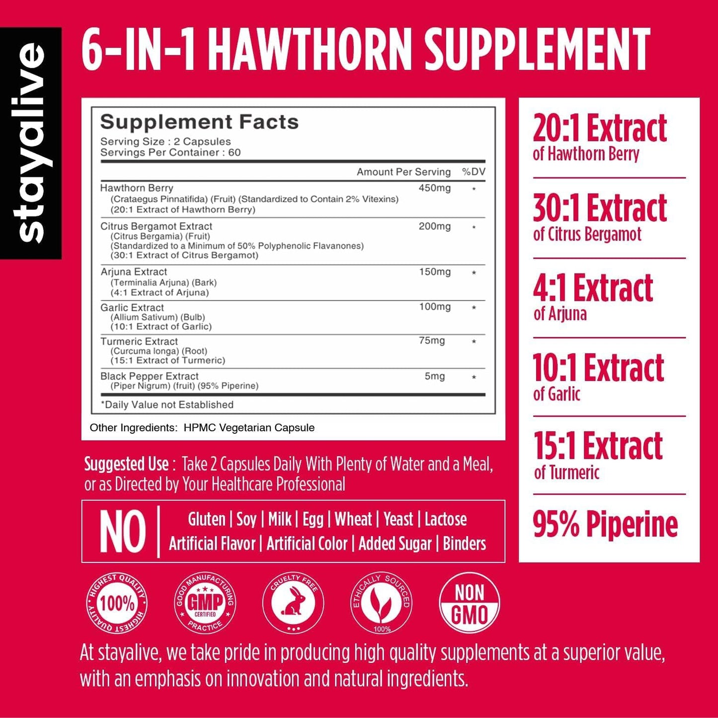 STAY ALIVE Hawthorne Berry Supplement Capsules 120