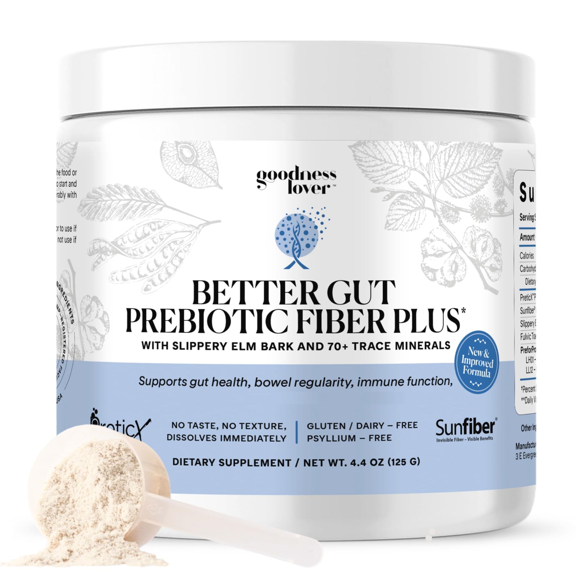 Goodness Lover Better Gut Prebiotic Fiber Plus Powder, 4.4 Ounce