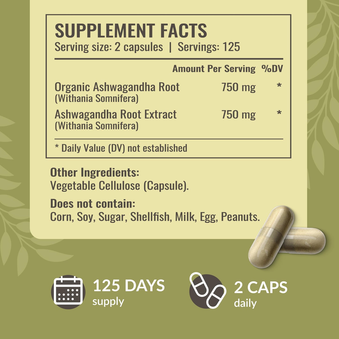 HERBAMAMA Ashwagandha 1500 mg, 250 Capsules