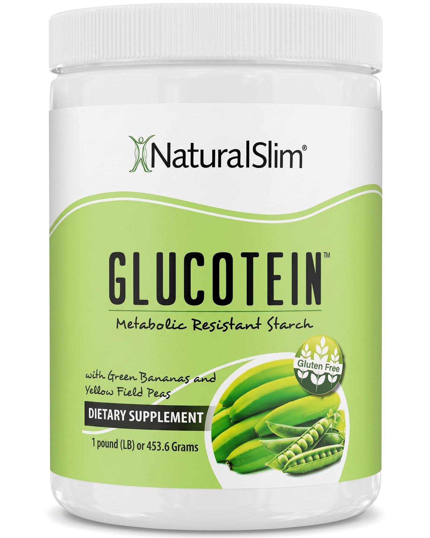 NaturalSlim Prebiotic Resistant Starch Supplement with Green Banana Flour Organic & Pea Starch Blend Glucotein Powder, 16 Servings