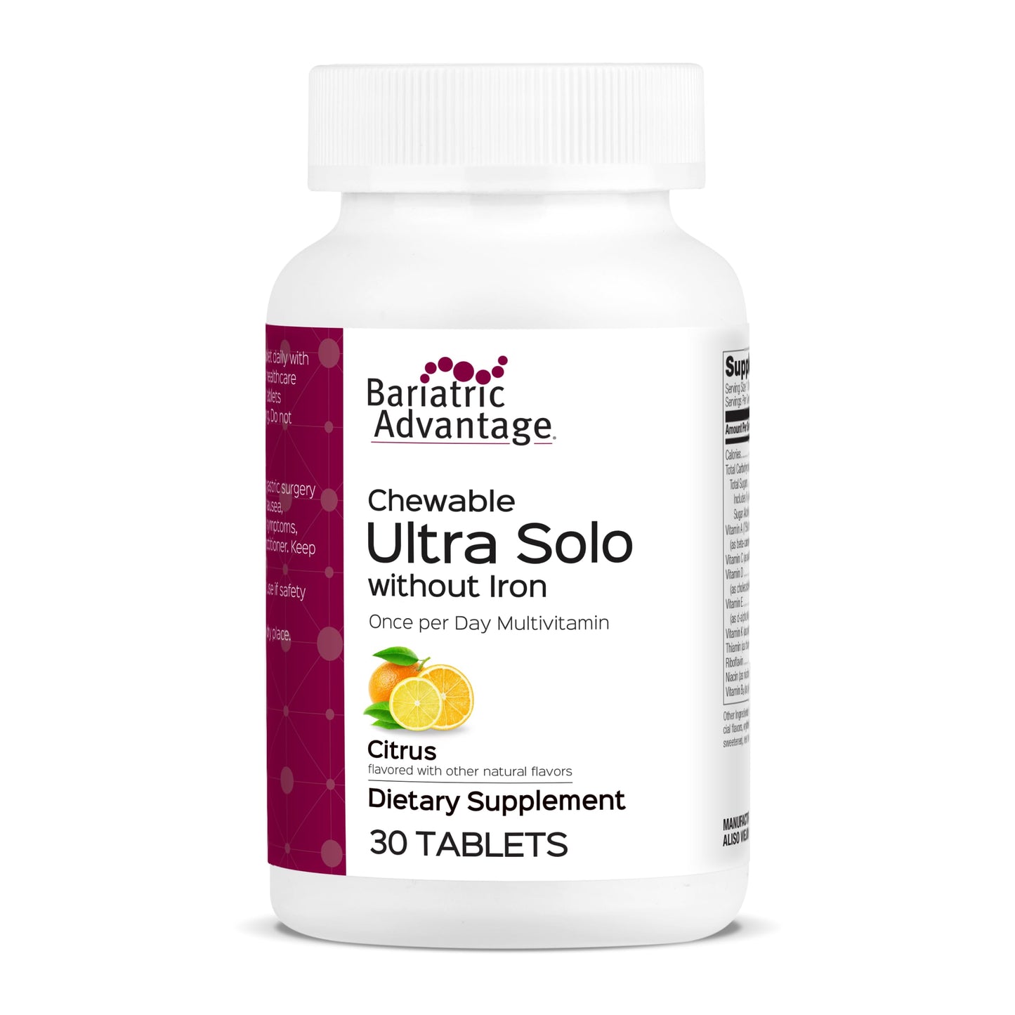 Bariatric Advantage Ultra Solo Without Iron Once-Per-Day Daily Multivitamin Tablet 30 Count