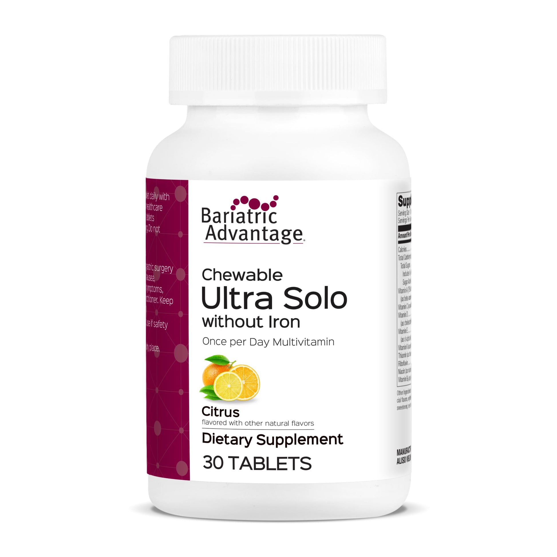 Bariatric Advantage Ultra Solo Without Iron Once-Per-Day Daily Multivitamin Tablet 30 Count