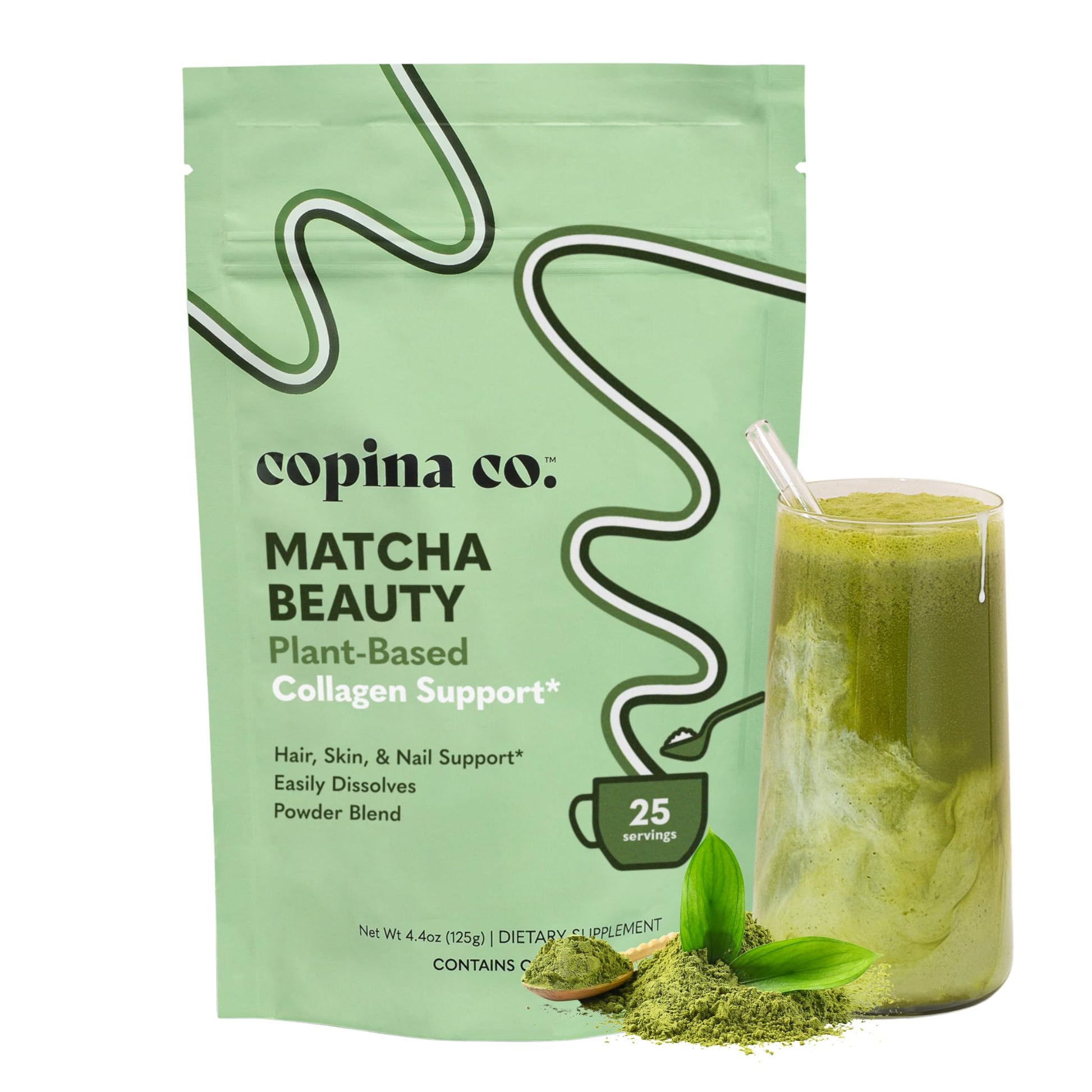 Copina Co. Matcha Beauty Vegan Collagen Booster Powder 4.4 Ounce