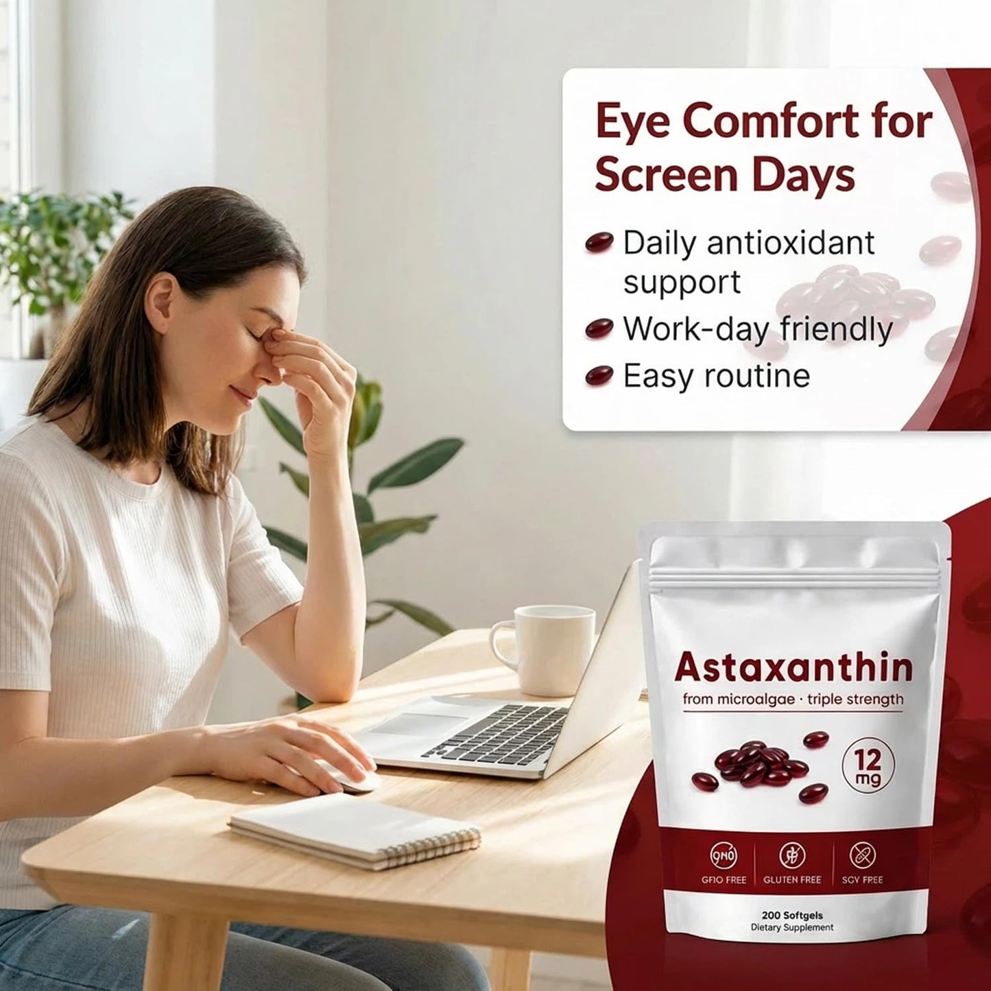 ROVINA Astaxanthin 12 mg Softgels, 200 Softgels