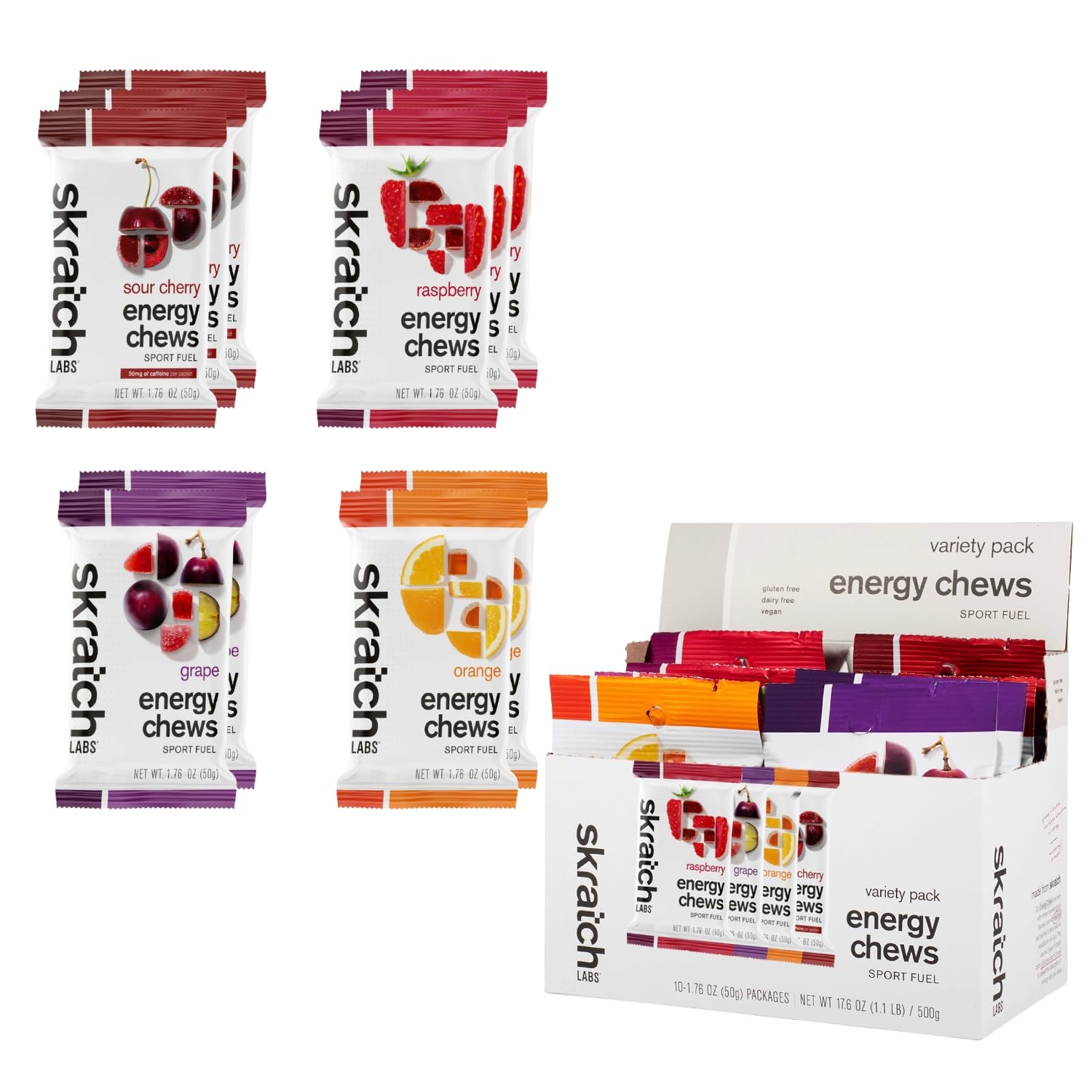 Skratch Labs Energy Chews Gummy, 17.6 oz (Pack of 10)