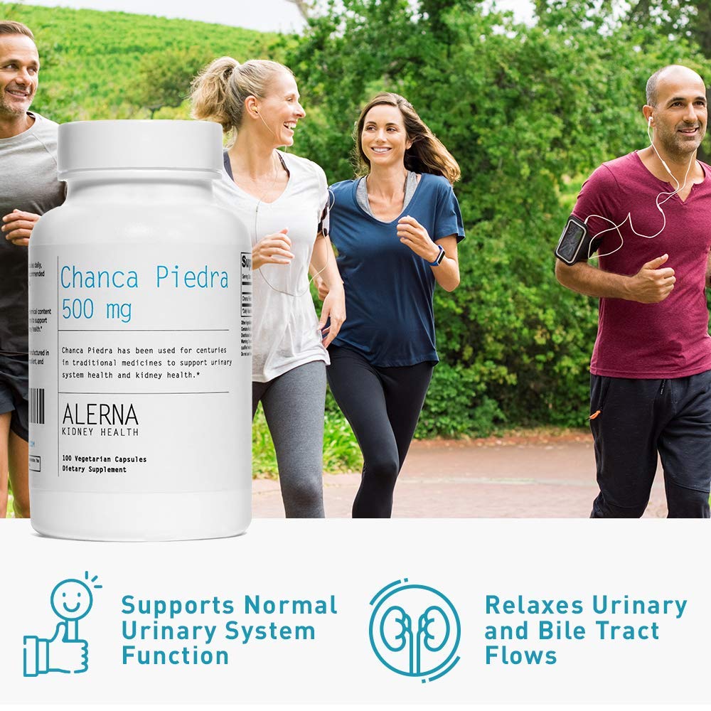 Alerna Kidney Health Chanca Piedra 500 mg Kidney Stone Crusher, Dissolver, Gallbladder Support Supplement Capsules, 100 Count