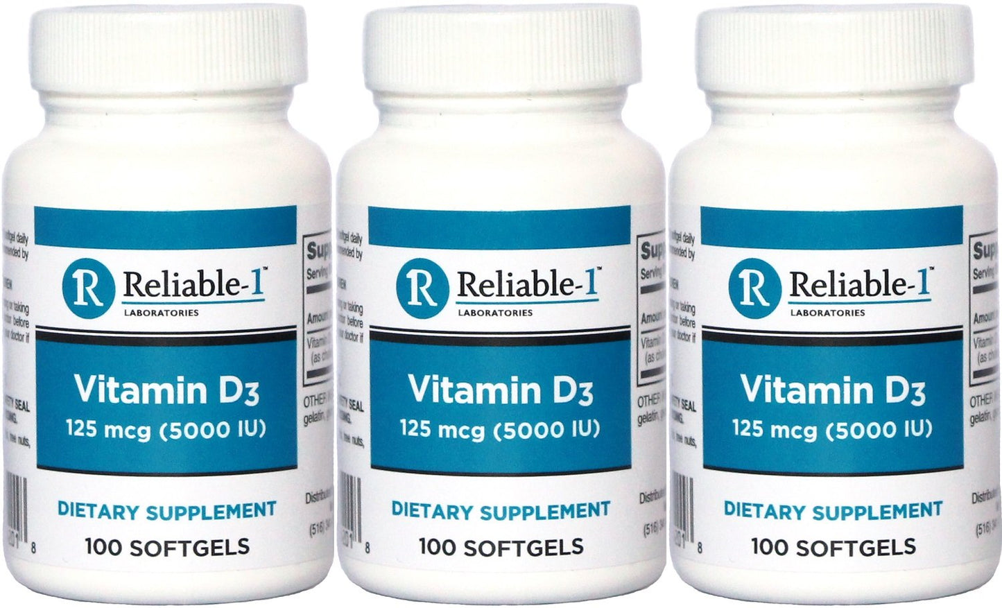 Reliable-1 Laboratories Vitamin D3 5000 IU Softgels, 300 Softgels
