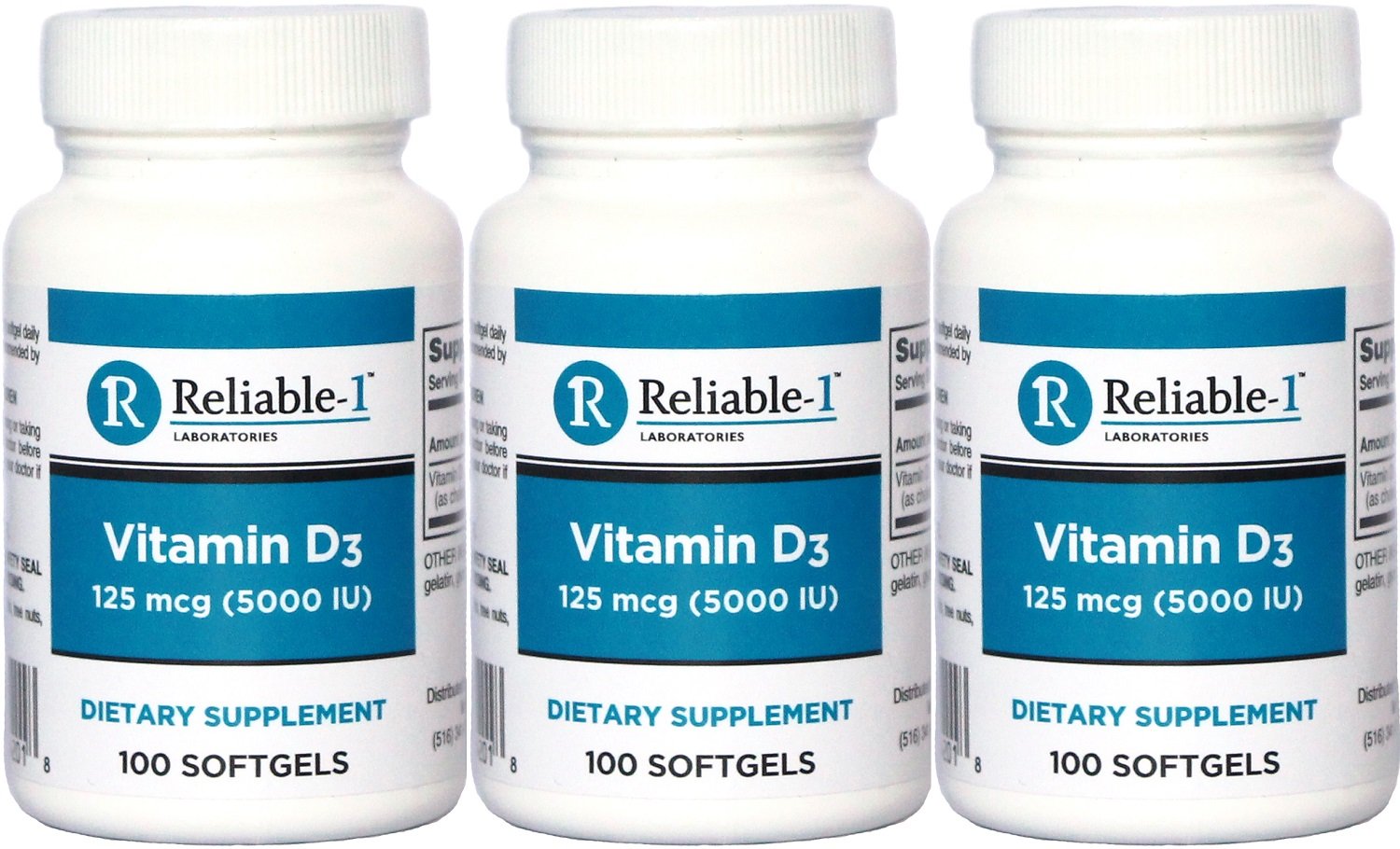 Reliable-1 Laboratories Vitamin D3 5000 IU Softgels, 300 Softgels