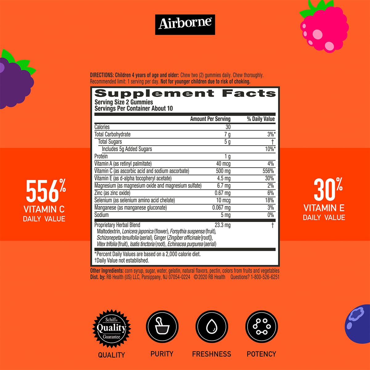 Airborne 500mg Vitamin C + Zinc Immune Support Gummies for Kids, 21 Gummies