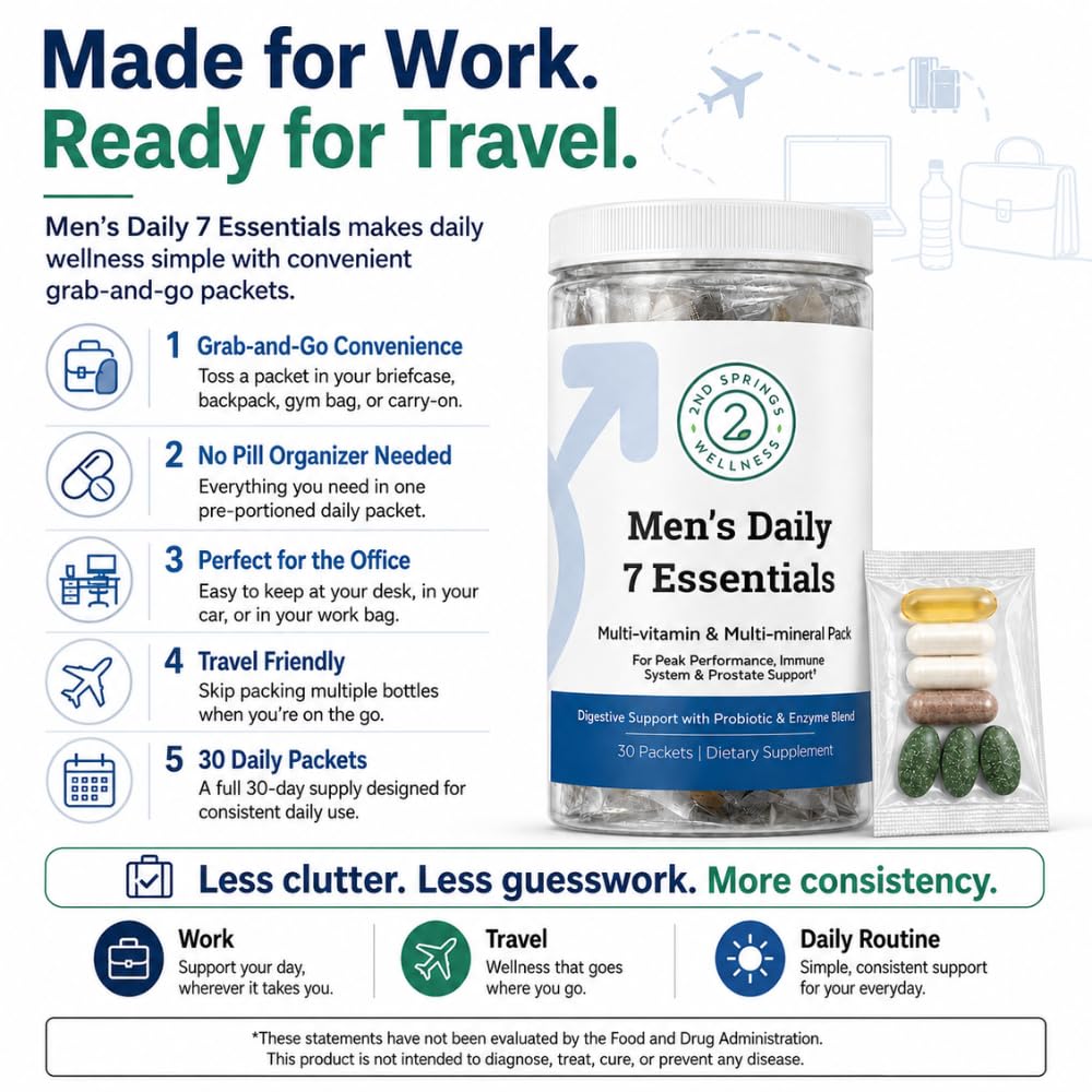 2nd Springs Daily 7 Essentials Men's Vitamin Pack Capsule 1 Count