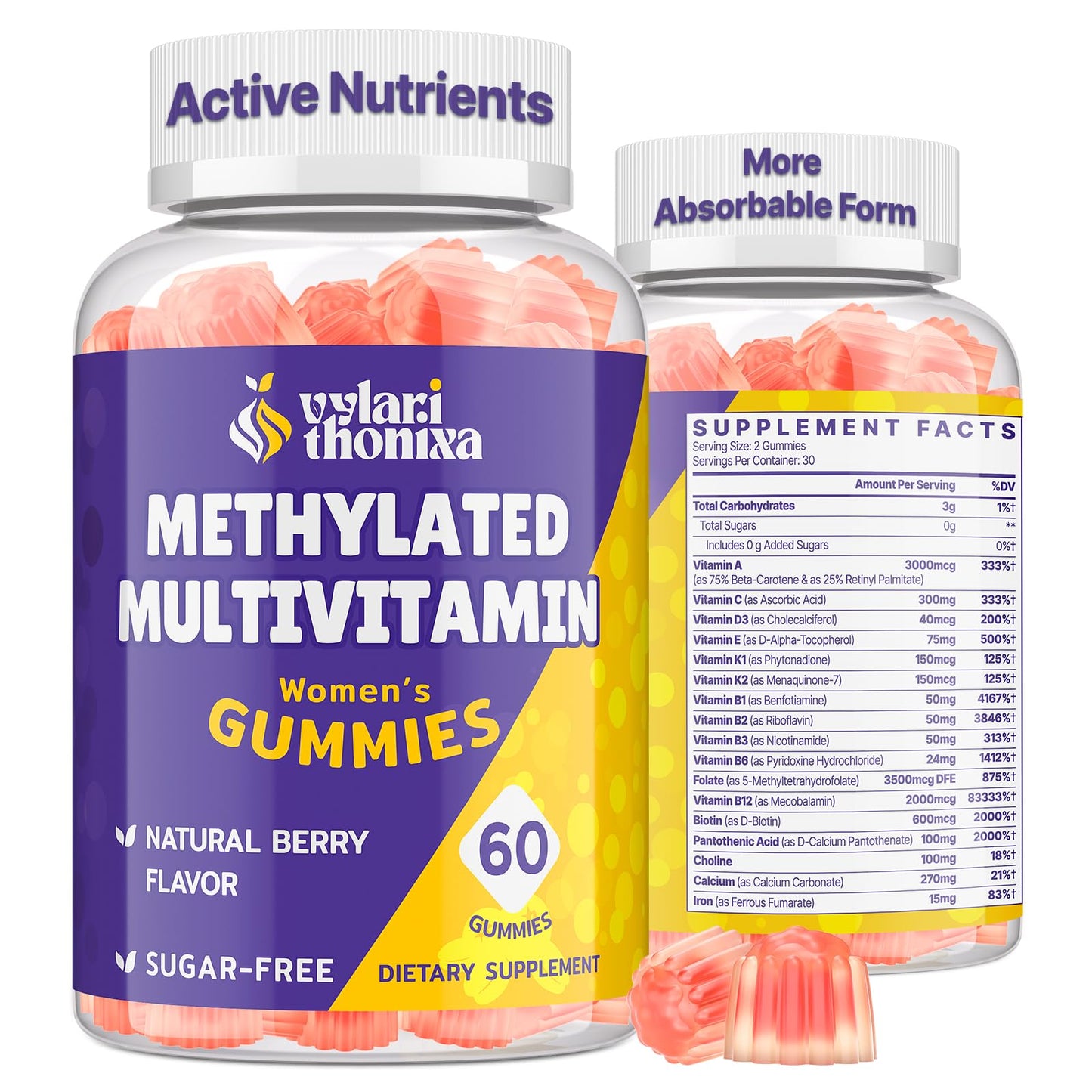 Vylarithonixa Methylated Multivitamin Gummies for Women 60 Count