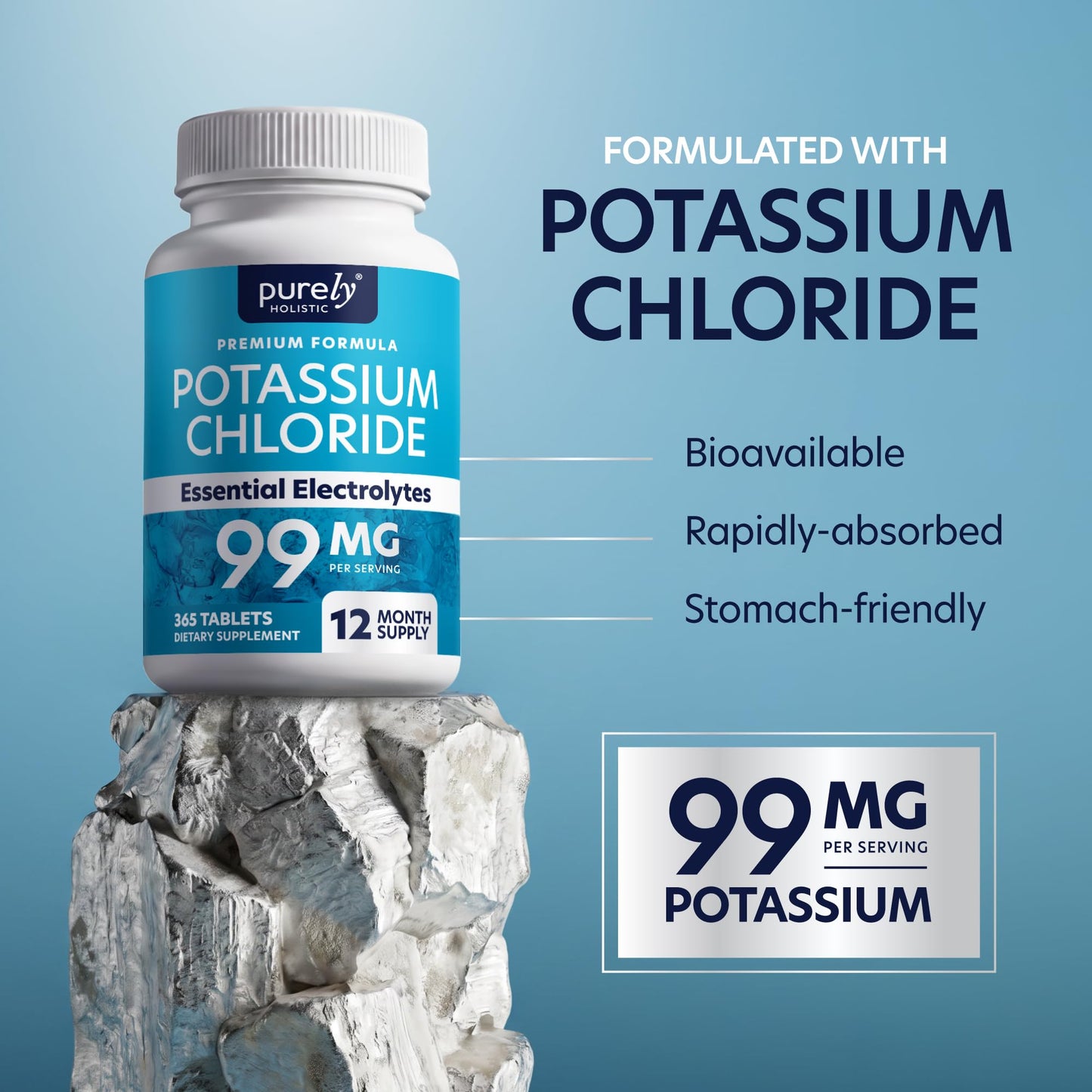 Purely Holistic Potassium Chloride Supplement Tablets 365