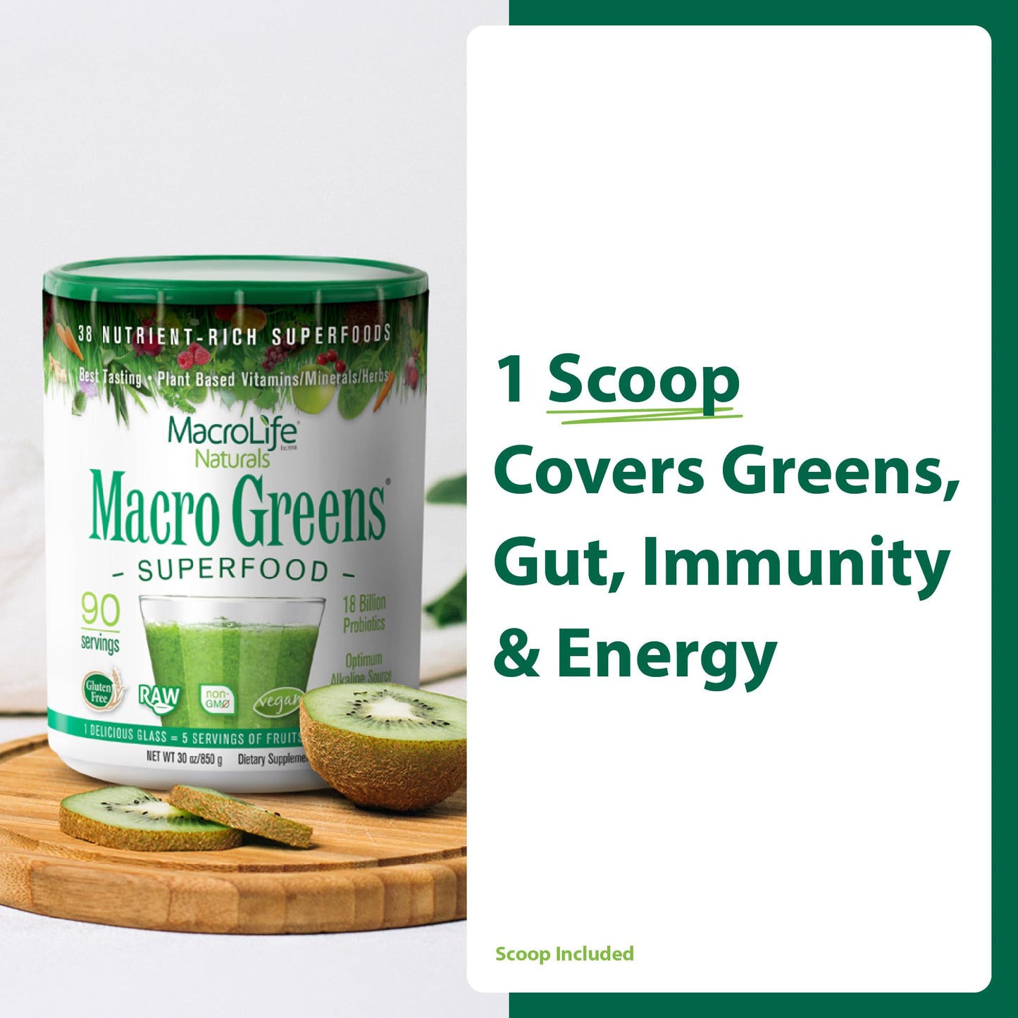 MacroLife Naturals Macro Greens Powder, 30 oz