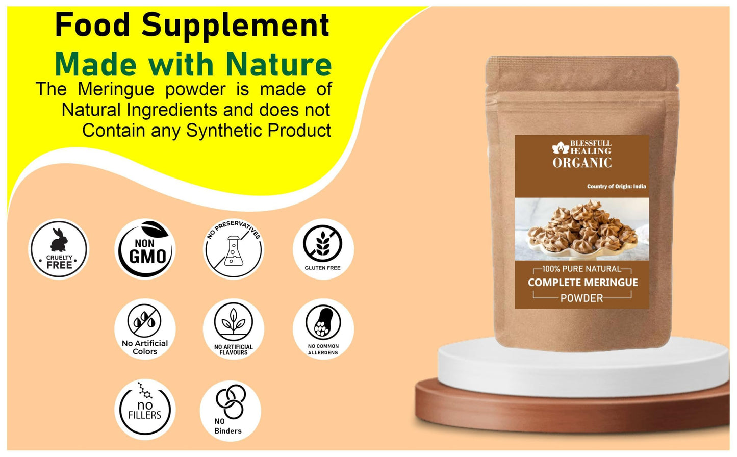 Blessfull Healing Organic Complete Meringue Powder 3.53 oz