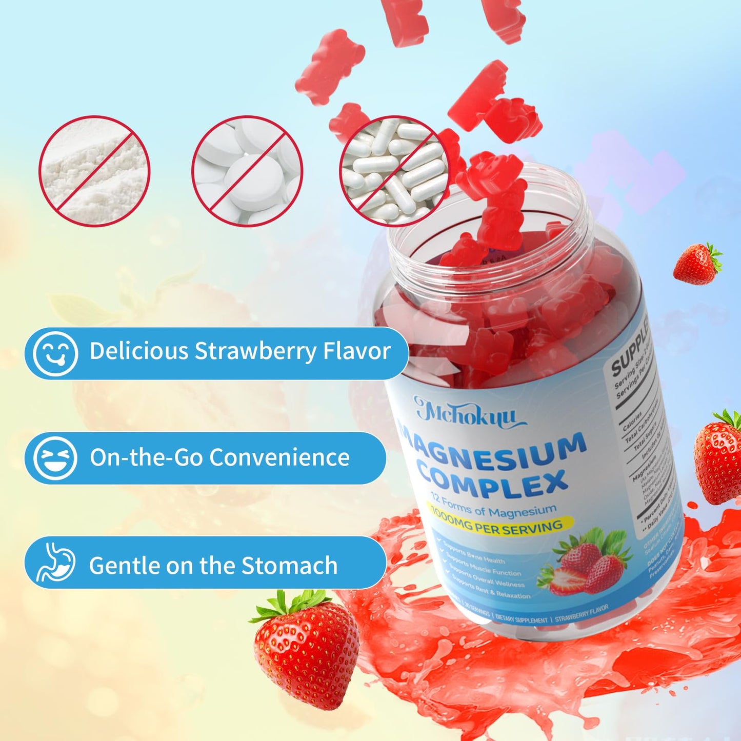 Mchokuu Magnesium Complex Gummies 1000mg, 60 Count