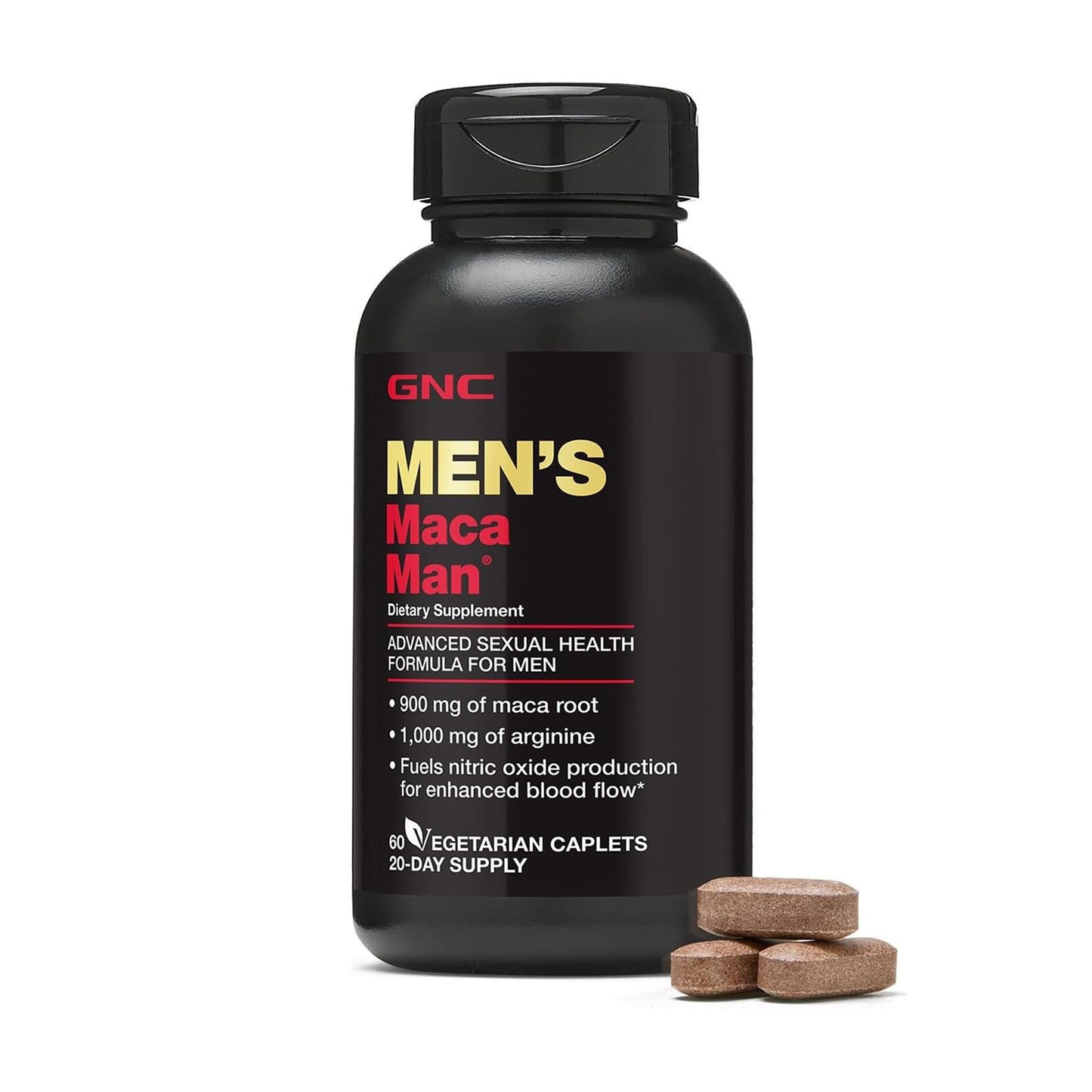 GNC Maca Man Maca Root Arginine for Enhanced Blood Flow Caplets 60 Count
