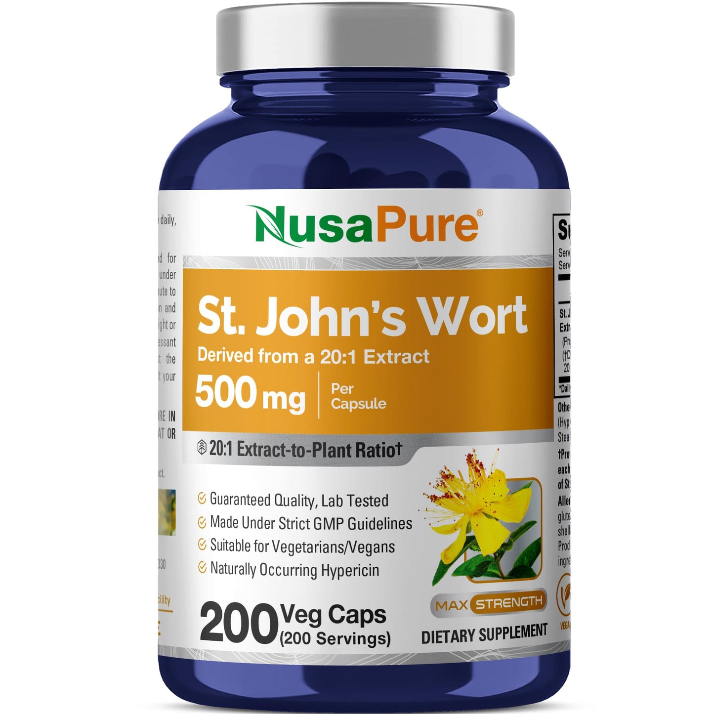 NusaPure St. John's Wort 500mg Capsule, 200 Capsules