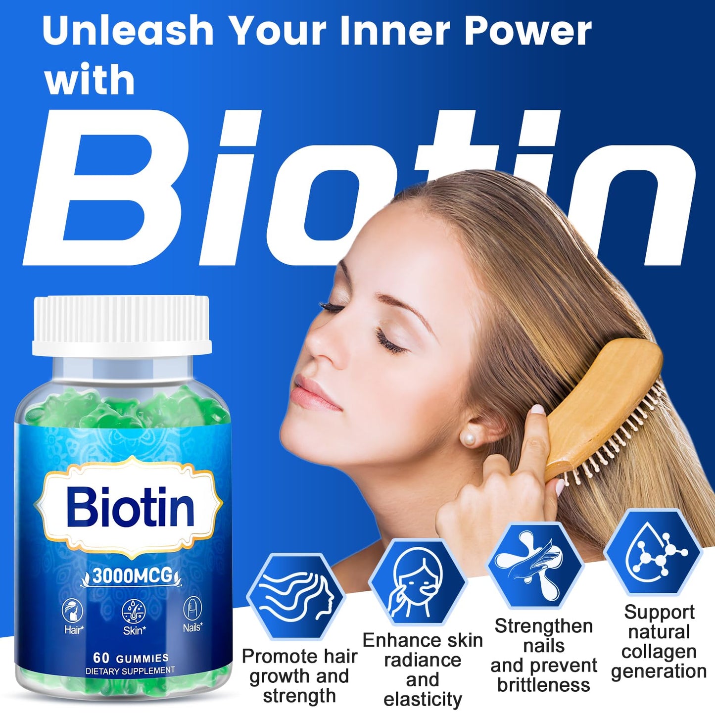 Vitaluxy Hair Skin and Nails Biotin Gummies, 120 Count