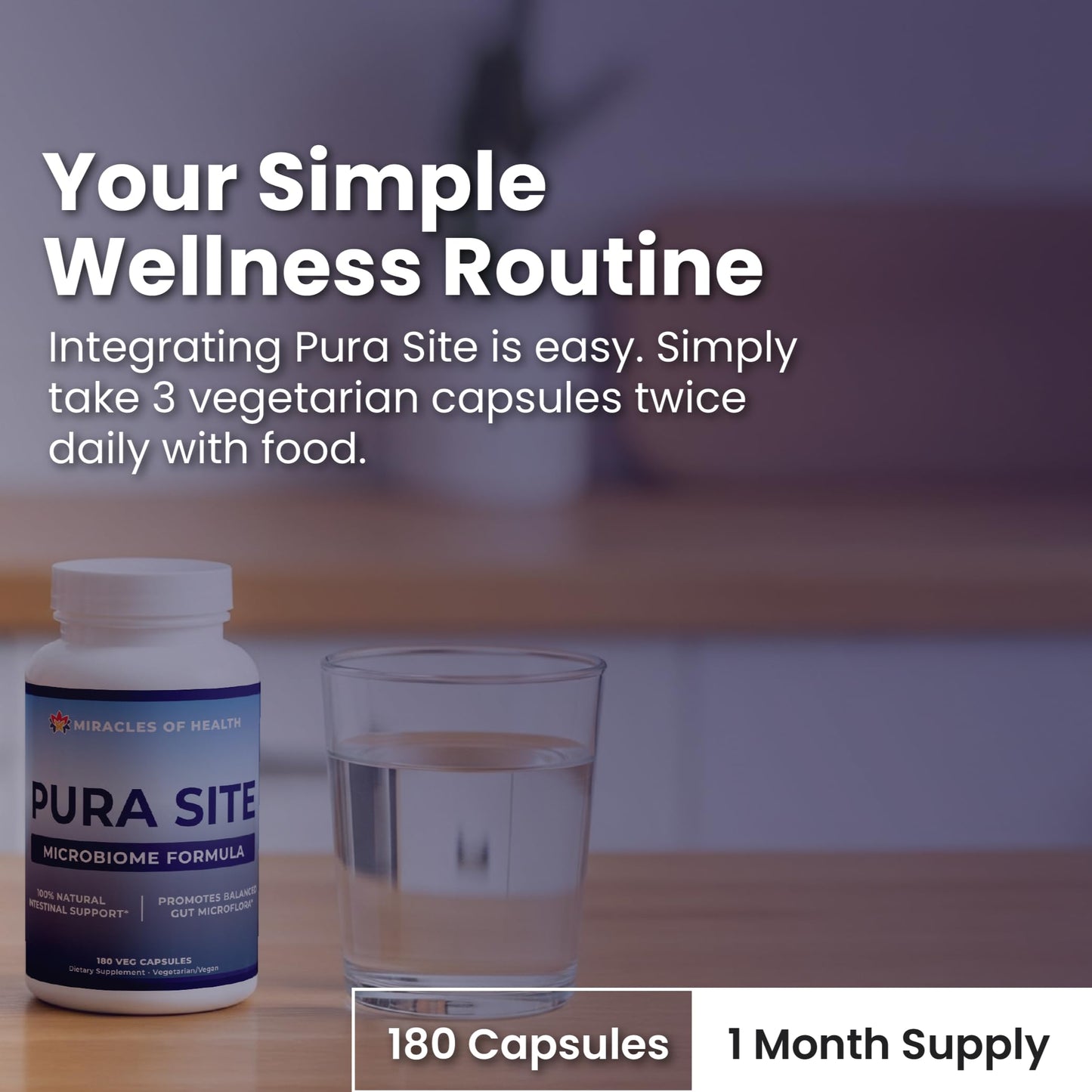 Miracles of Health Pura Site Intestinal Health Formula Capsules 180 Capsules