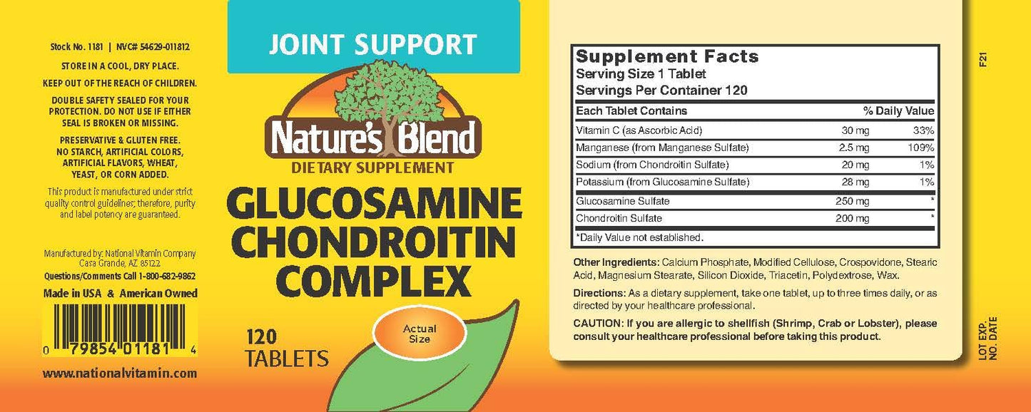 Nature's Blend Glucosamine/Chondroitin Complex, 120 Tablets