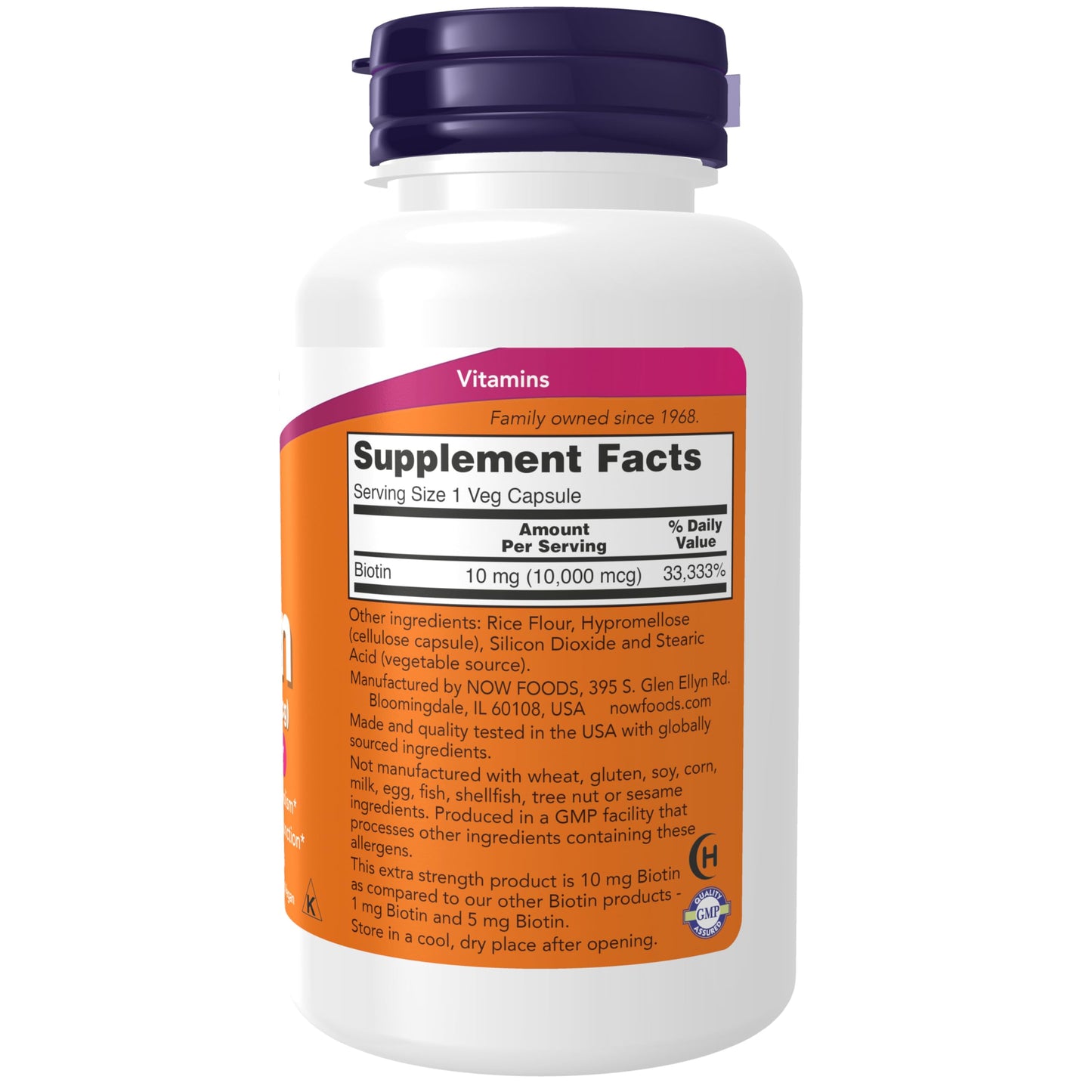 NOW Foods Biotin 10 mg Veg Capsules, 120 Count