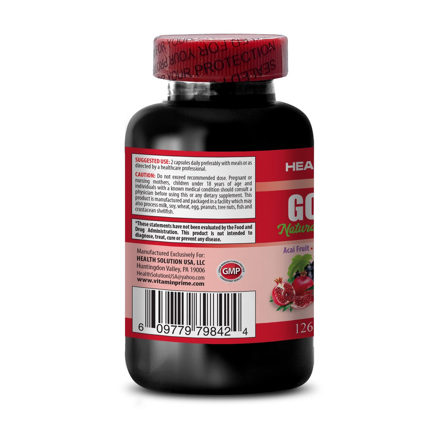 Health Solution Prime Brain and Memory Power Boost Goji Berry Natural Antioxidant Complex, Immune Support, Noni, Mangosteen, Acai Berry, Superfruit Complex, Energy Booster, 120 Capsules