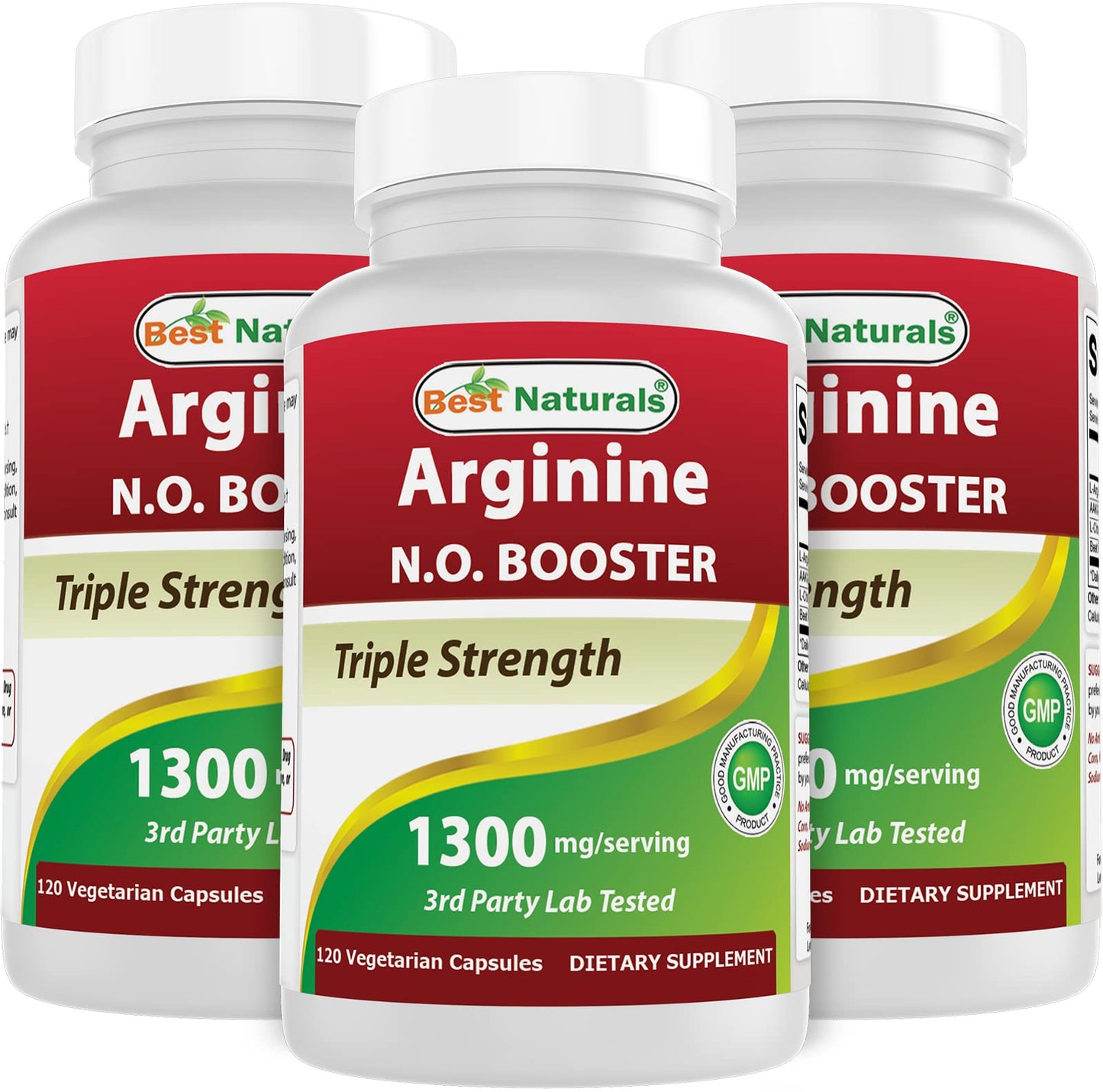 Best Naturals L-Arginine NO Booster Triple Strength 1300 mg Capsule 120 Count