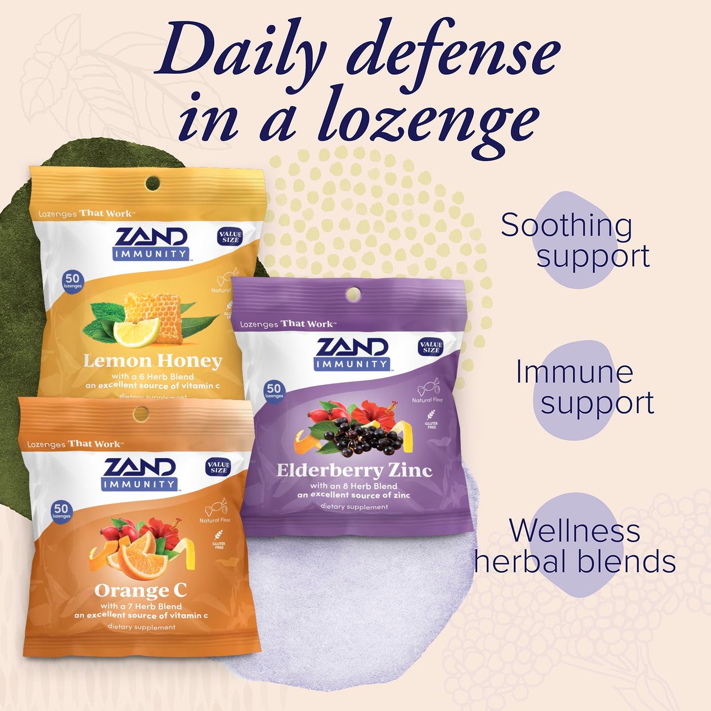 ZAND Immunity Variety 3 Pack Lozenges, 50-Count